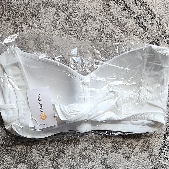 Daisy Floral Strapless Bra - Cream and Blue - Picture 3 of 5